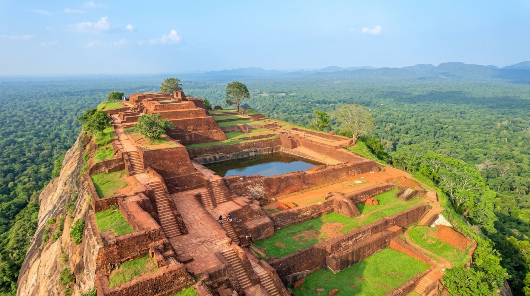 Sigiriya Rock Fortress ancient citadel at golden hour, Sri Lanka