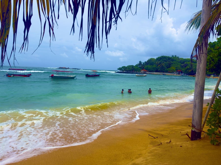 Warm coastal waters and tranquil beachscape in southern Sri Lanka